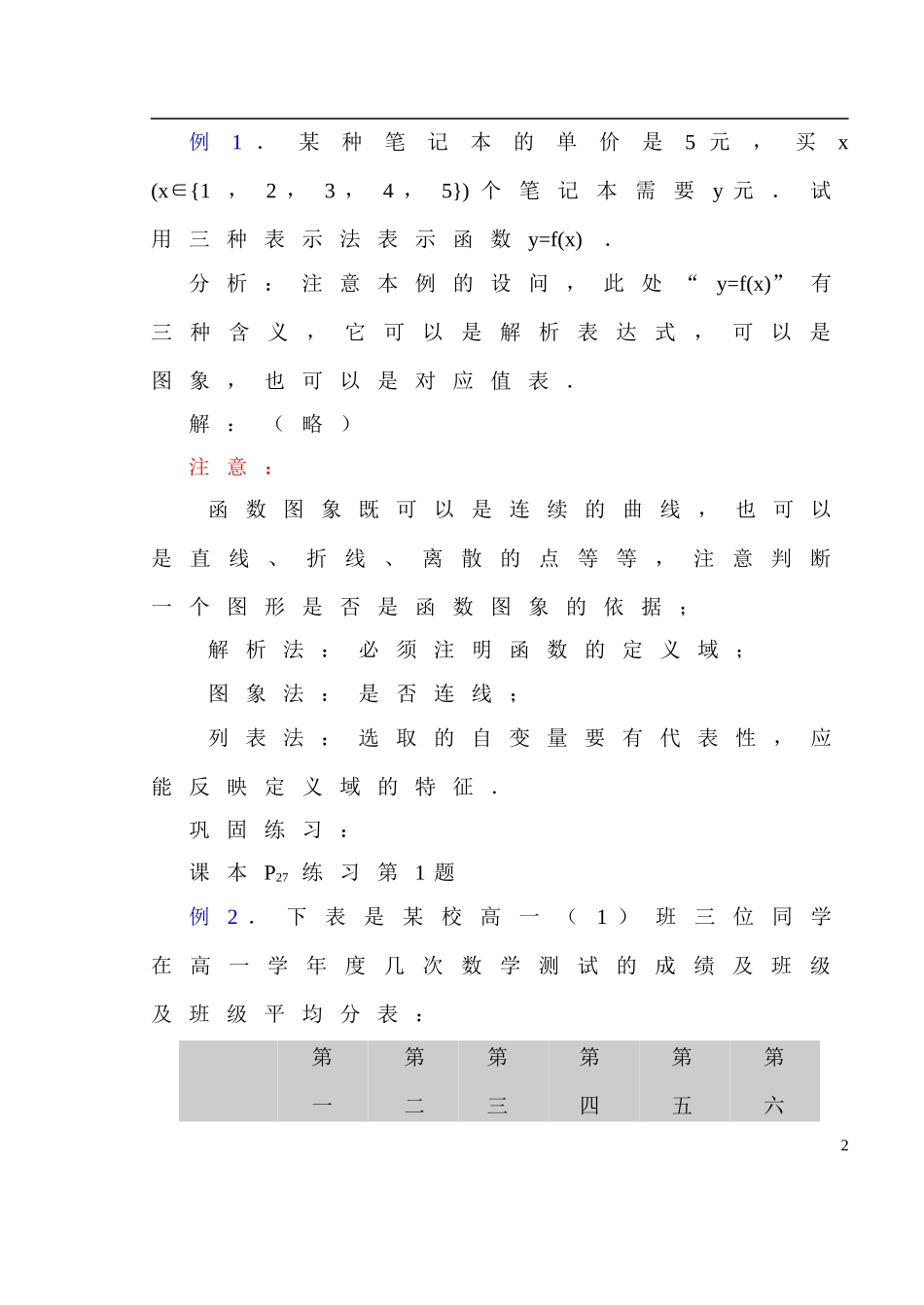 人教版·数学Ⅰ_§122函数的表示法_第2页