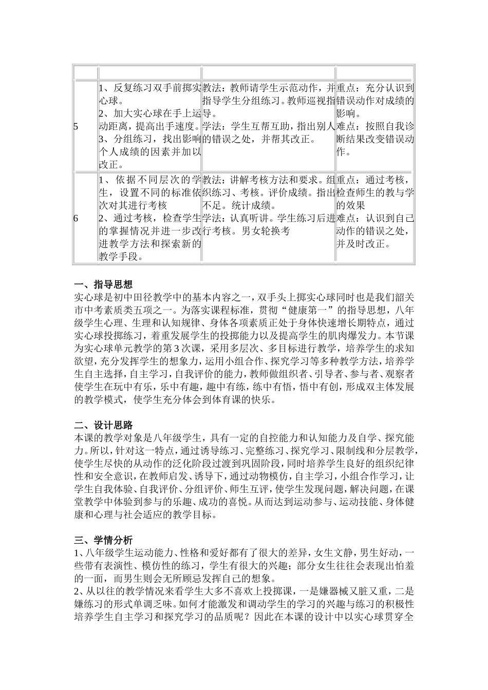 八年级原地双手头上投掷实心球教学设计_第2页