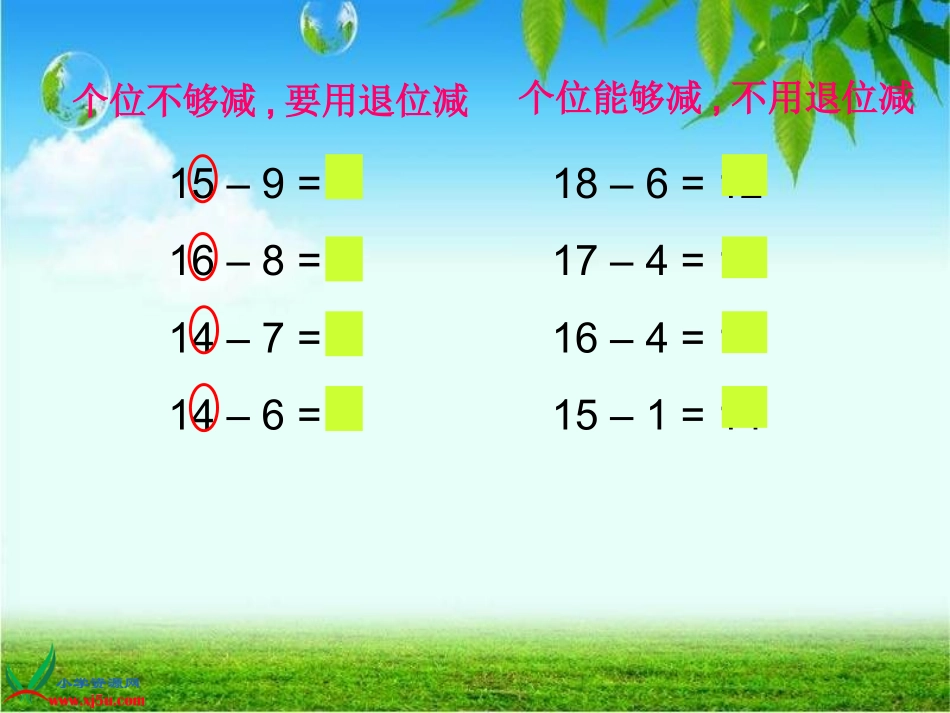 十几减8、7、6练习课__课件_第2页