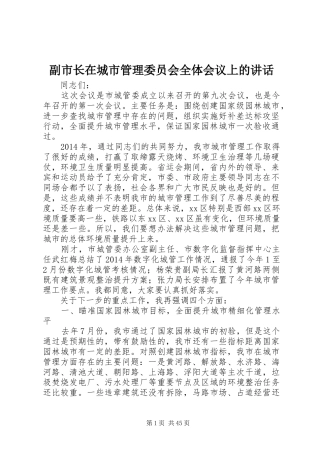 副市长在城市管理委员会全体会议上的讲话发言_1