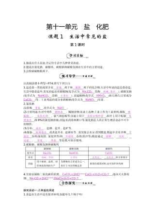 《生活中常见的盐》（第1课时）导学案