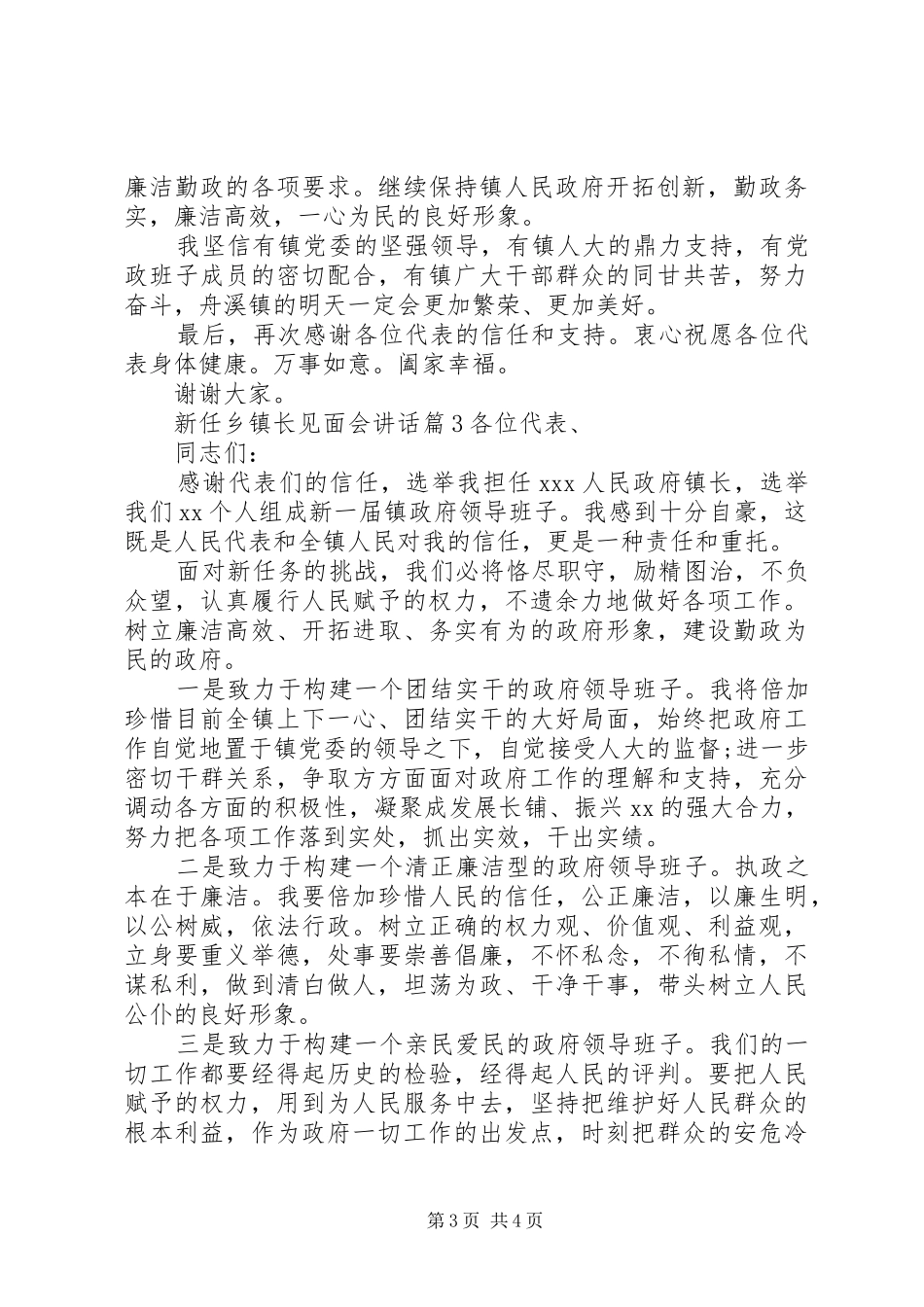 新任乡镇长见面会讲话发言_第3页