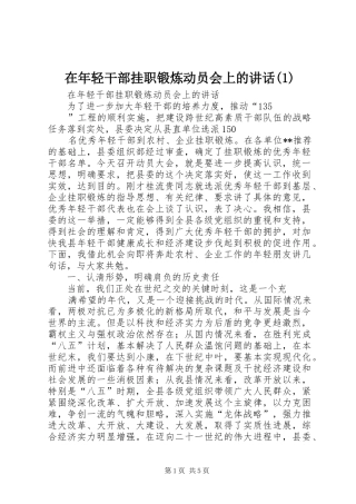 在年轻干部挂职锻炼动员会上的讲话发言(1)