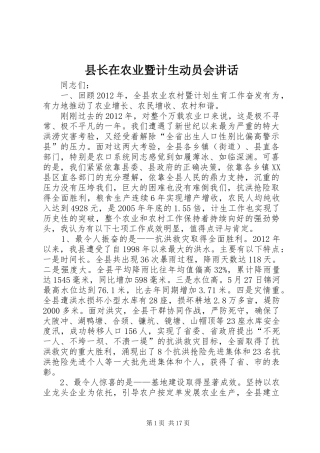 县长在农业暨计生动员会讲话发言