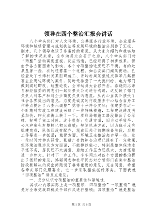 领导在四个整治汇报会讲话发言