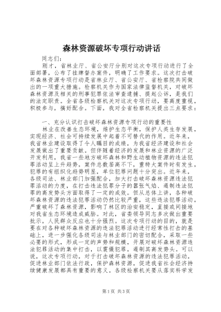 森林资源破坏专项行动讲话发言