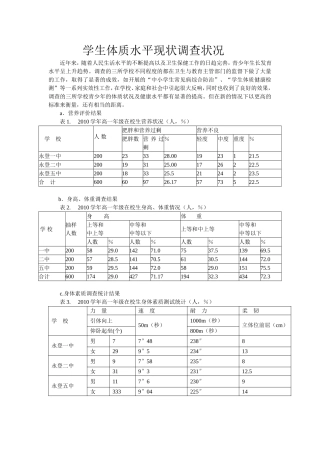 学生体质水平现状调查状况