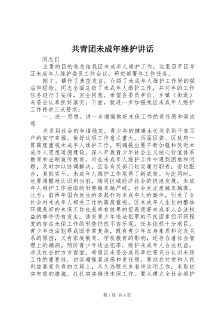 共青团未成年维护讲话发言