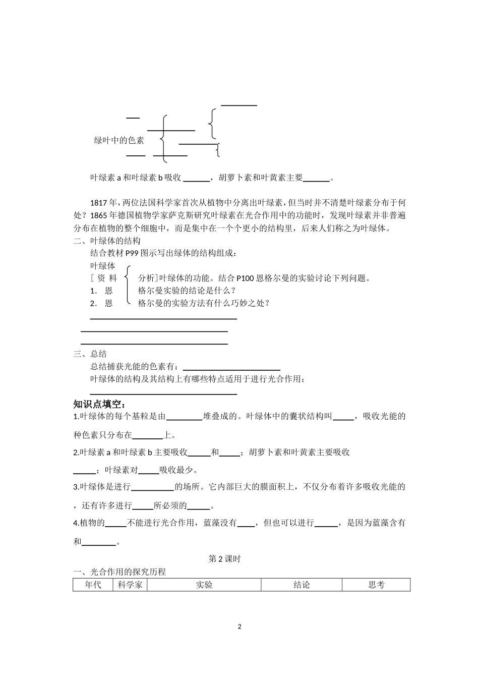 光合作用（预习案）_第2页