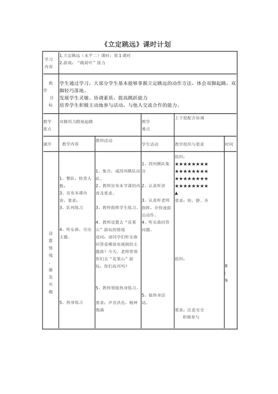小学三年级体育课《立定跳远》教学设计_第2页
