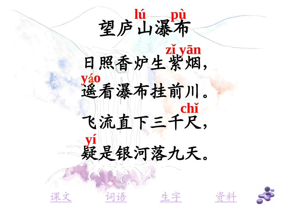 《望庐山瀑布》教学课件2_第2页