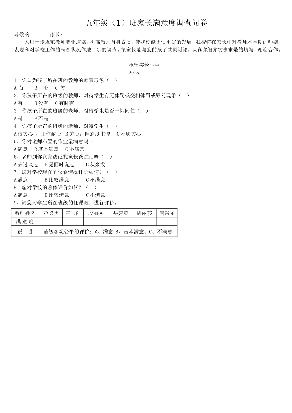 家长满意度调查问卷_第1页