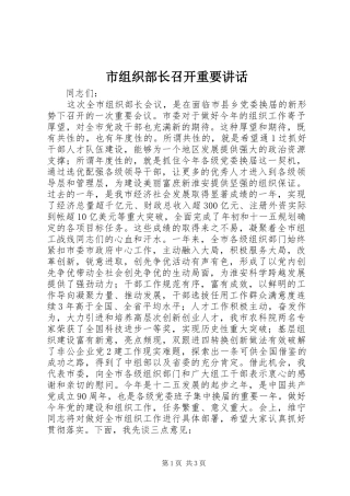 市组织部长召开重要讲话发言