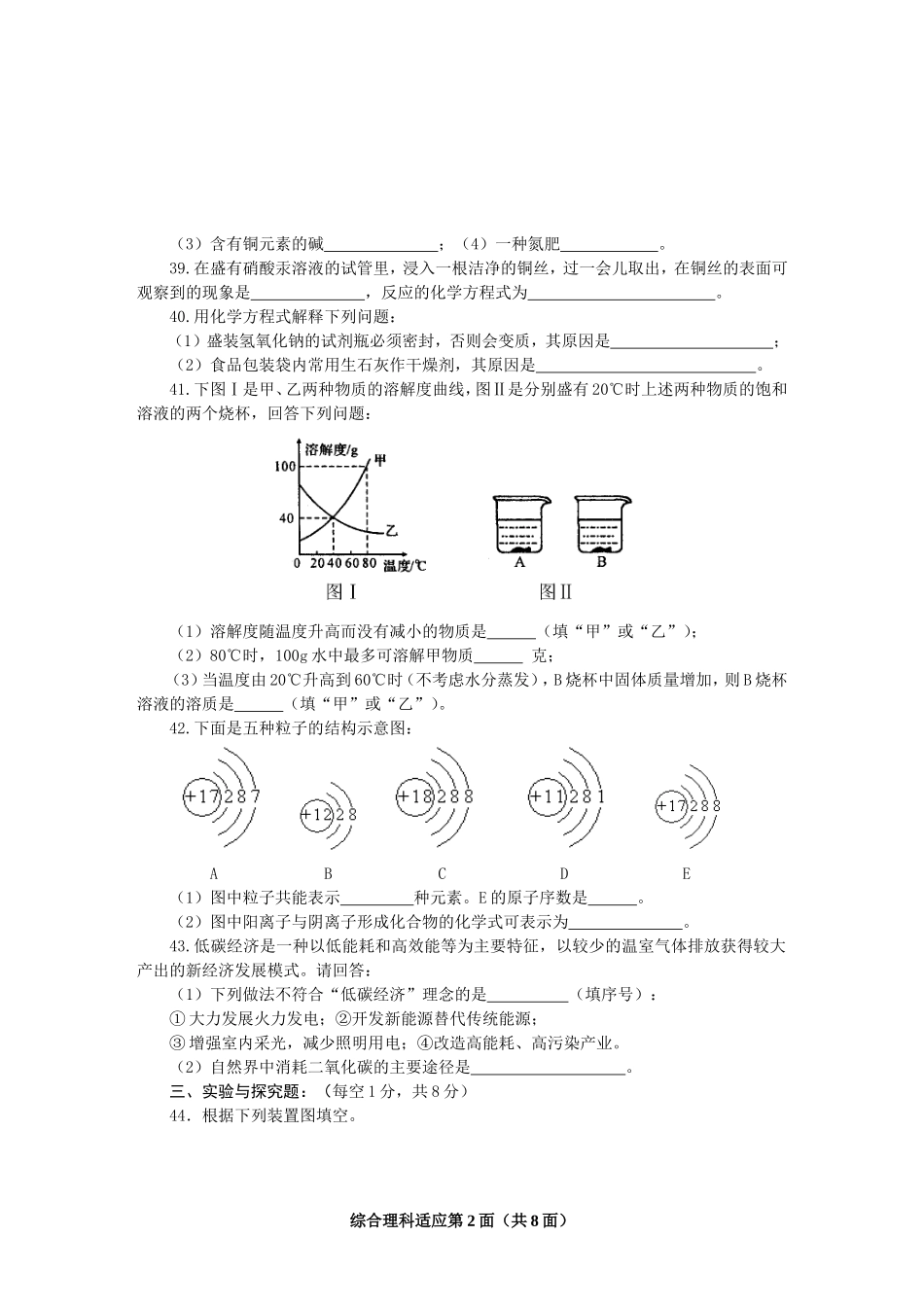 枣阳市2010年中考适应性考试化学试题_第2页