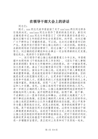 在领导干部大会上的讲话发言
