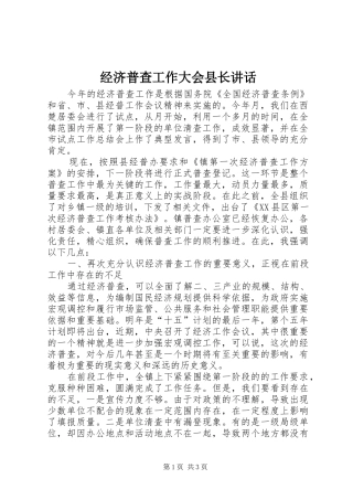 经济普查工作大会县长讲话发言