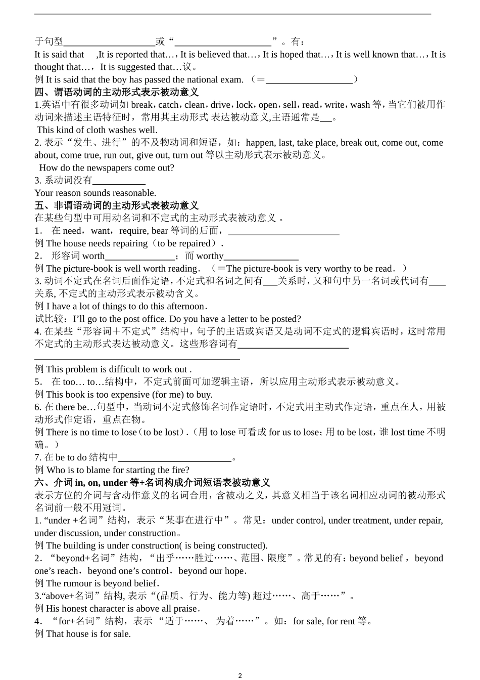 高中英语被动语态讲解与练习(含答案)_第2页