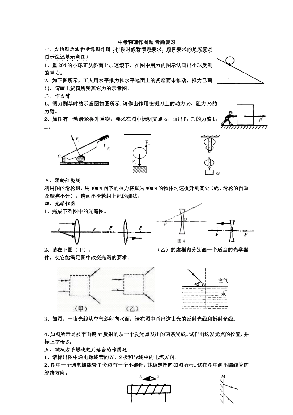 中考物理作图题专题复习_第1页