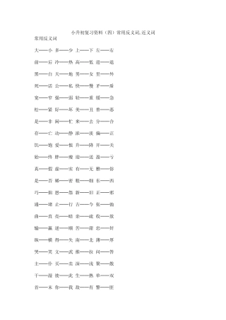 小升初复习资料(四)常用反义词_近义词