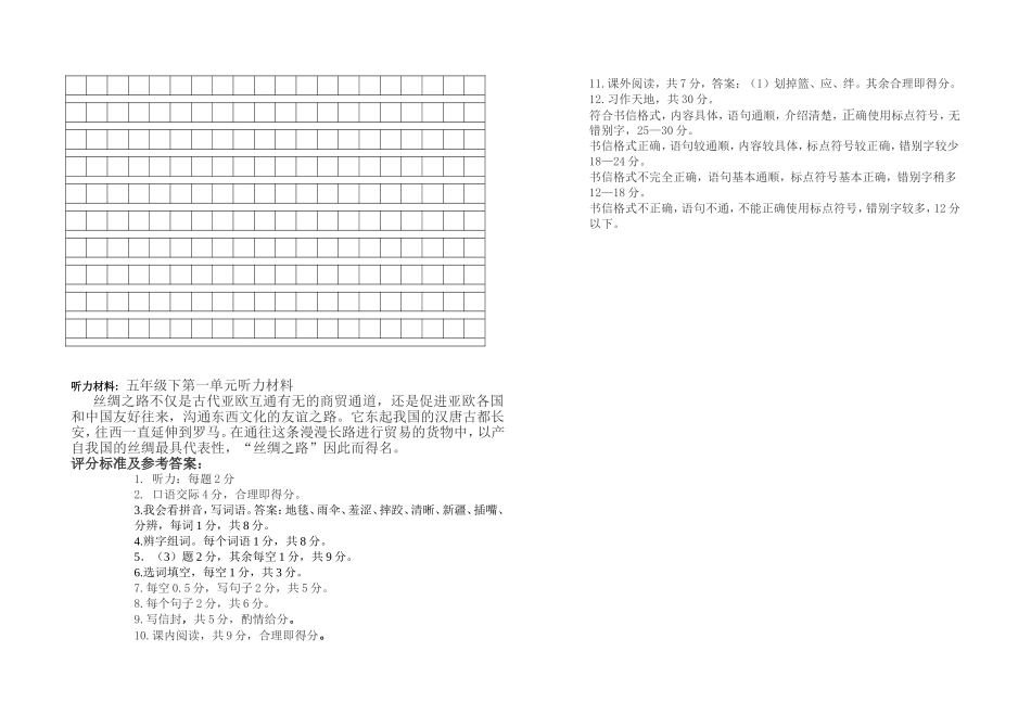 五年级下册一单元试卷(叶丽）_第3页
