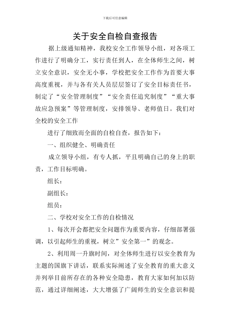 关于安全自检自查报告_第1页