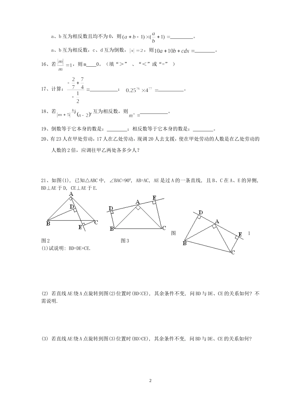 初一下册数学难题(全内容)_第2页