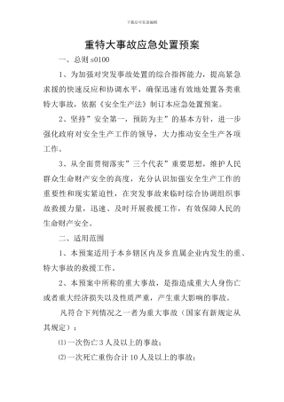 重特大事故应急处置预案