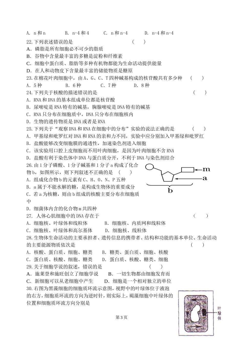 2014平川中恒学校第一学期月考_第3页