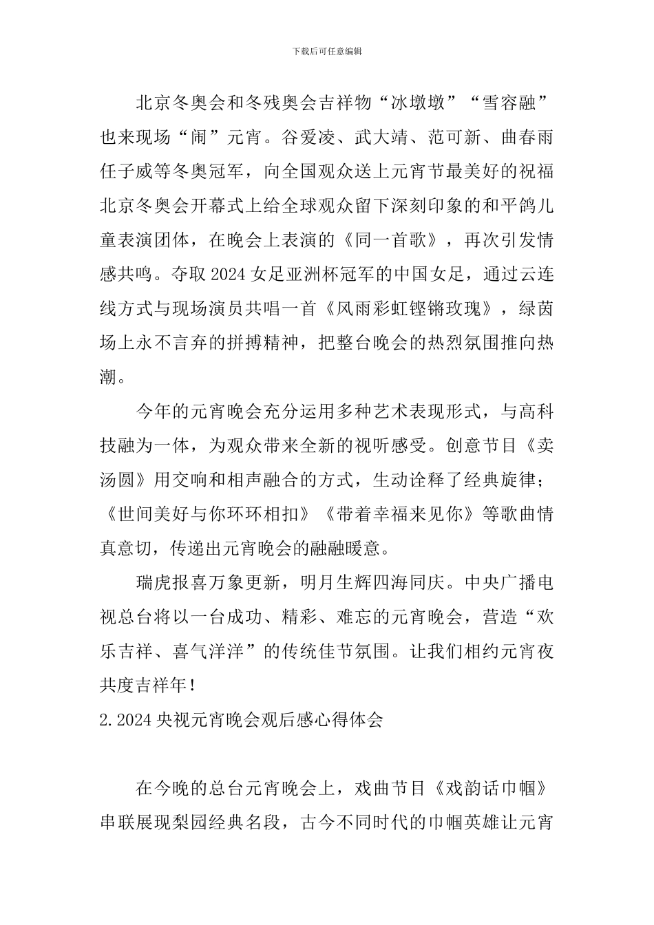 2024央视元宵晚会观后感心得体会_第2页