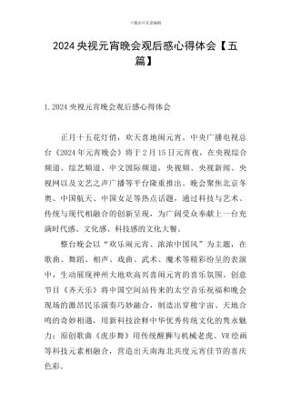 2024央视元宵晚会观后感心得体会
