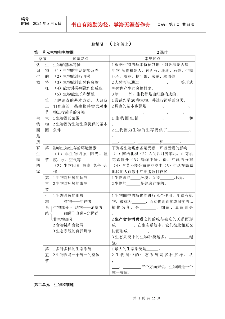 初中生物总复习(全套教桉兼学桉)_第1页