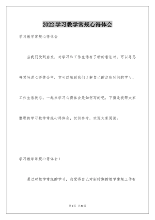 2024学习教学常规心得体会