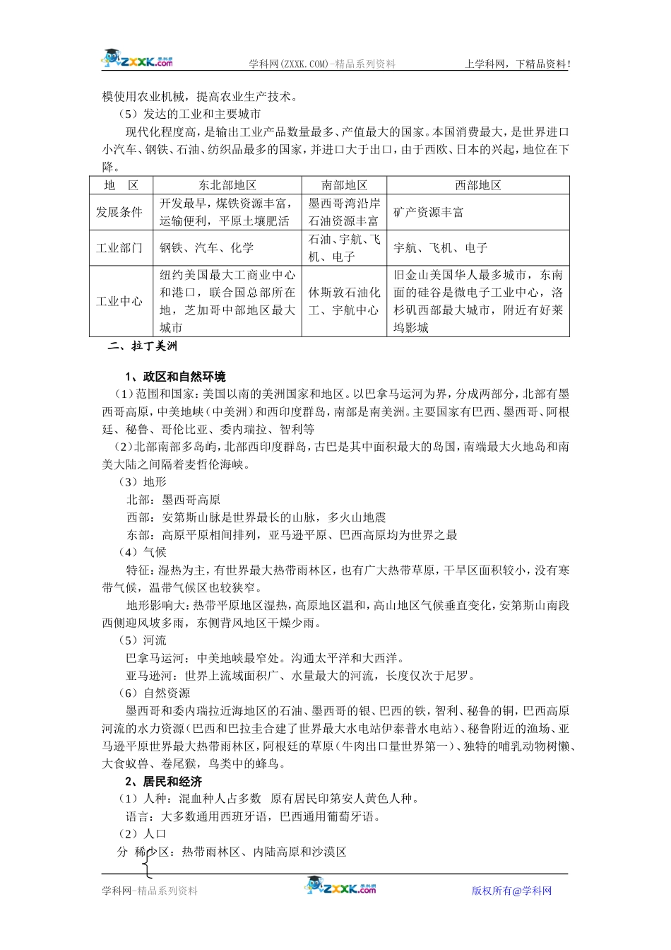 【人教版三维设计】2011年高考地理一轮复习：第39讲北美，拉丁美洲_第2页