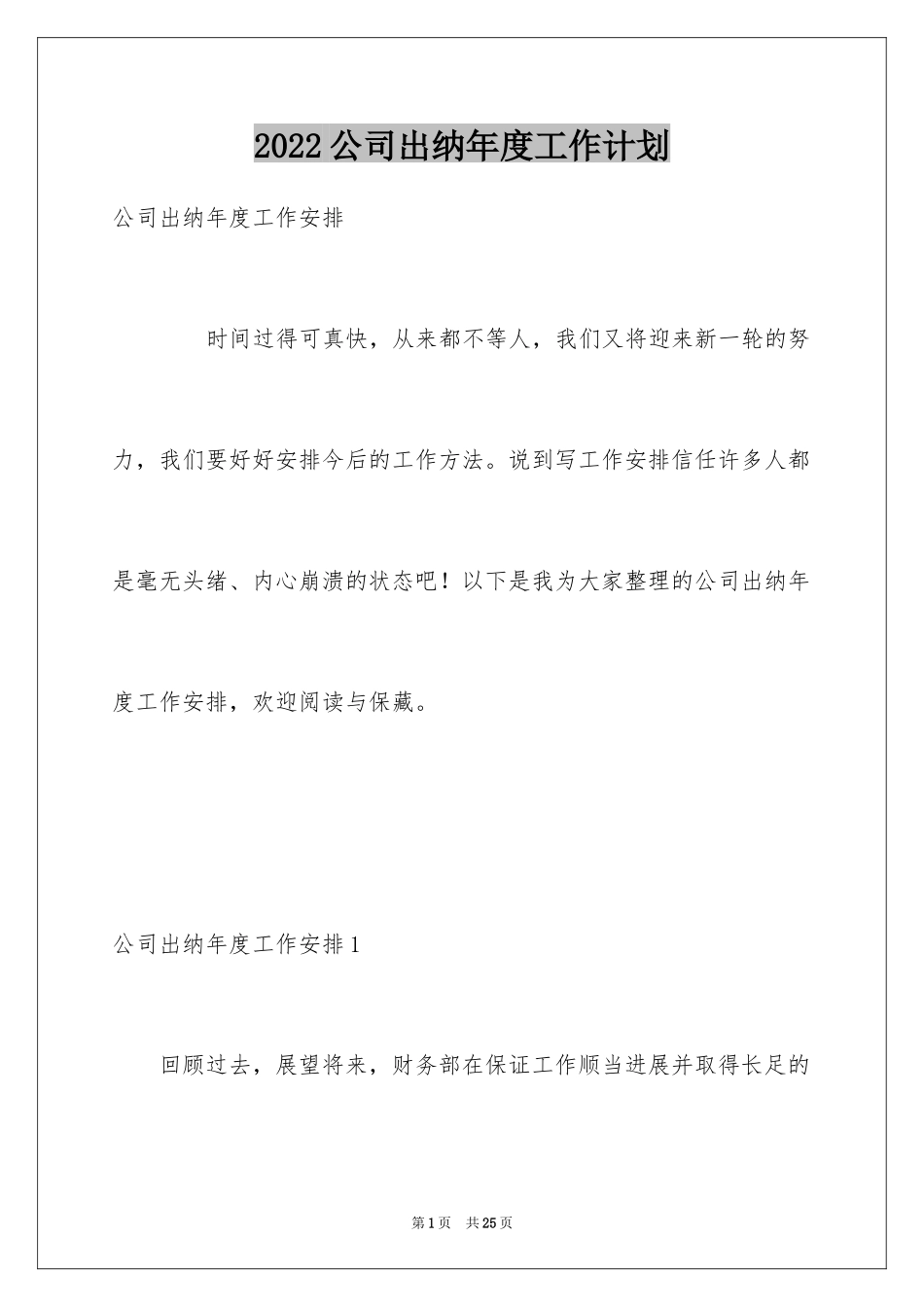 2024公司出纳年度工作计划_第1页