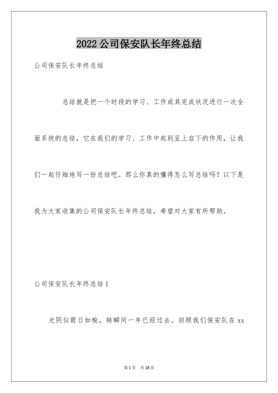 2024公司保安队长年终总结_第1页
