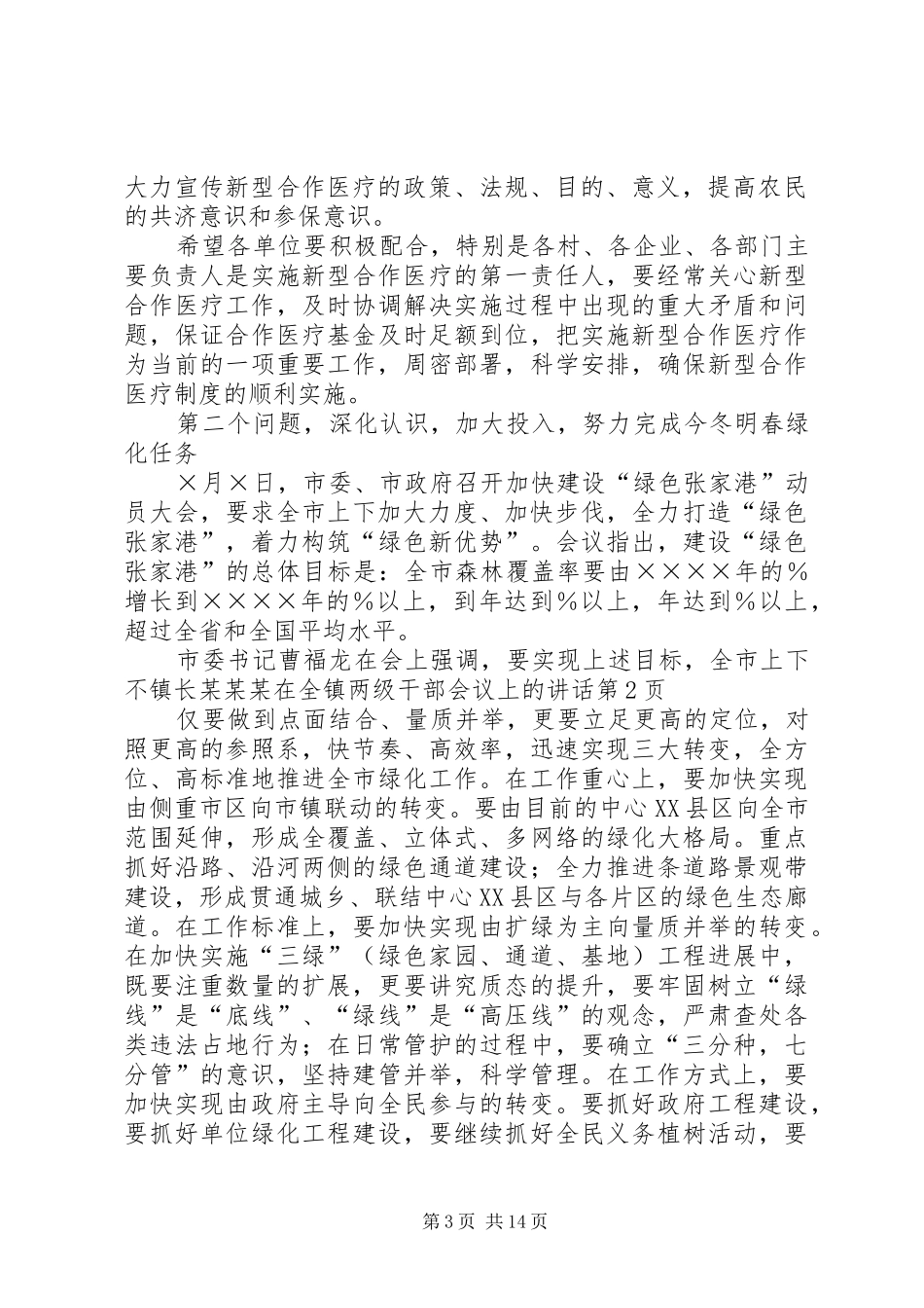 镇长某某某在全镇两级干部会议上的讲话发言_第3页