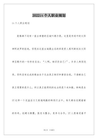 2024it个人职业规划