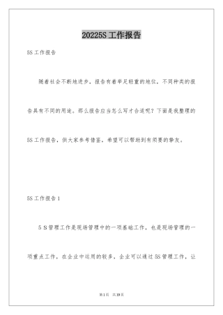 20245S工作报告