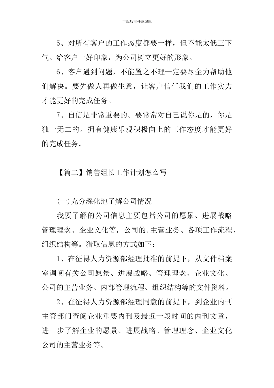 销售组长工作计划怎么写_第2页