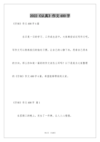 2024《认真》作文400字