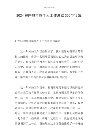 2024程序员年终个人工作总结300字5篇