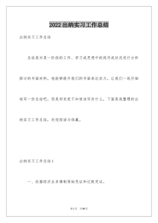 2024出纳实习工作总结_1