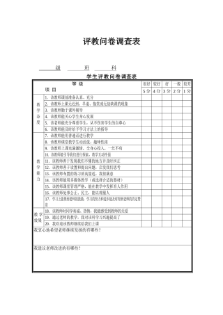评教问卷调查