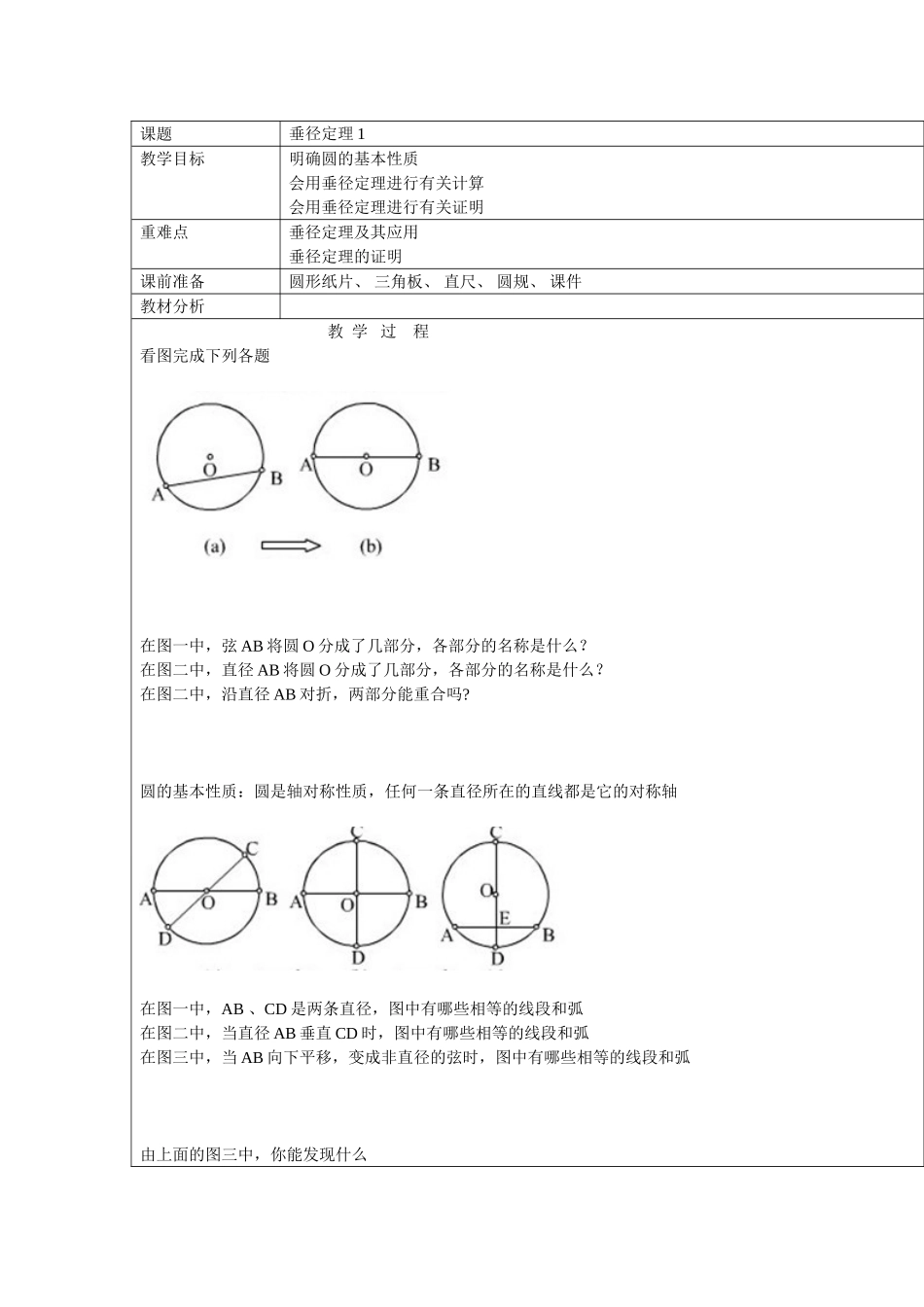 垂径定理的教案（彭国华）_第1页