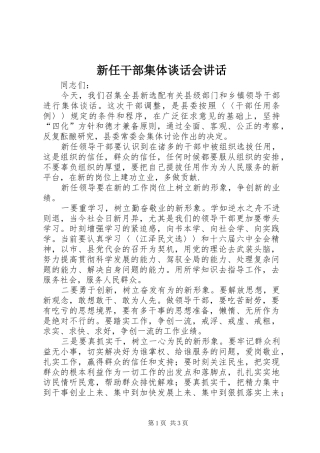 新任干部集体谈话会讲话发言