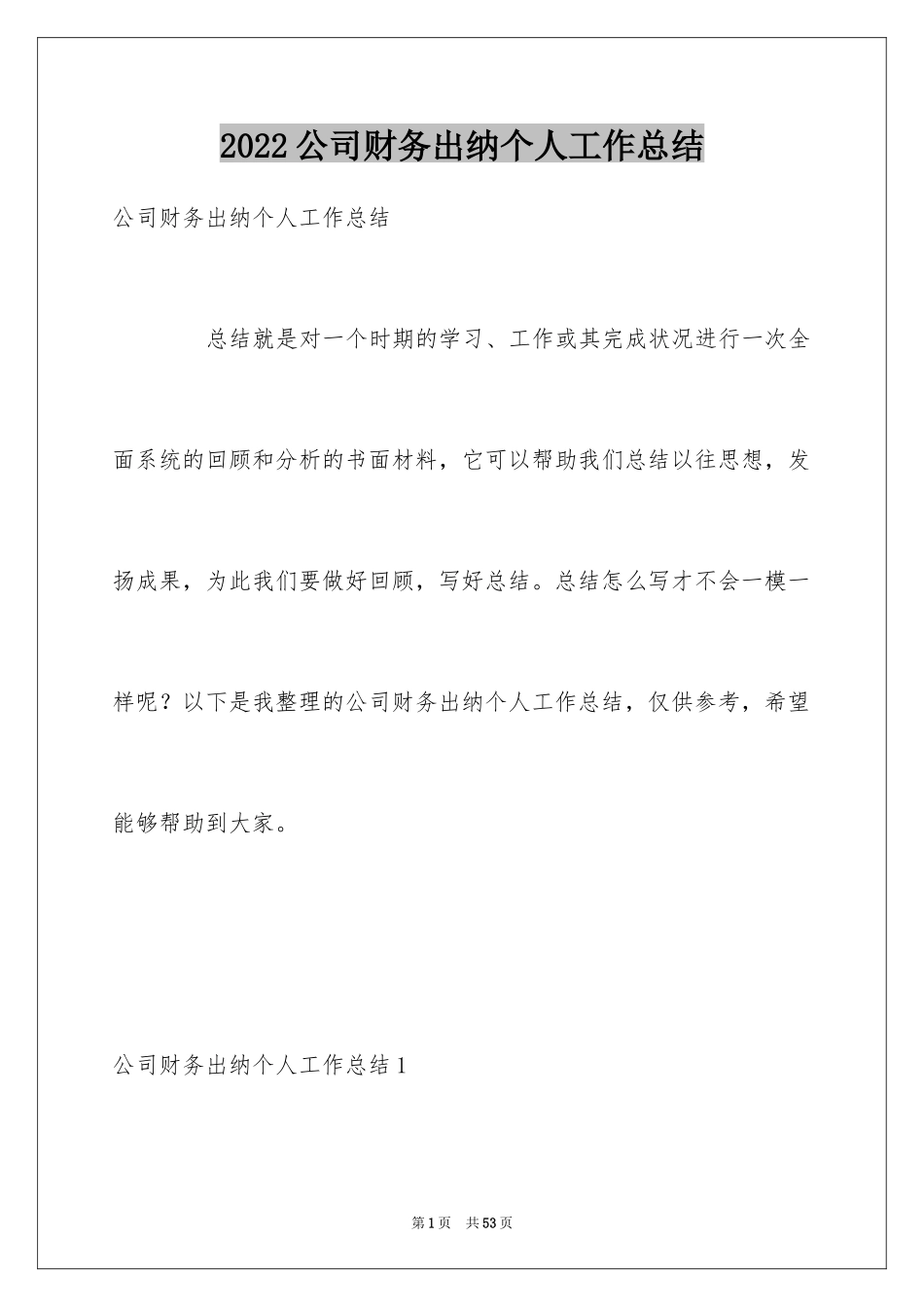 2024公司财务出纳个人工作总结_2_第1页