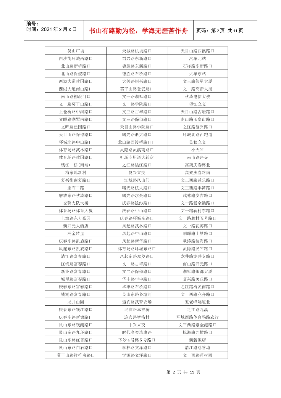 固定式交通技术监控设备设置地点公告_第2页