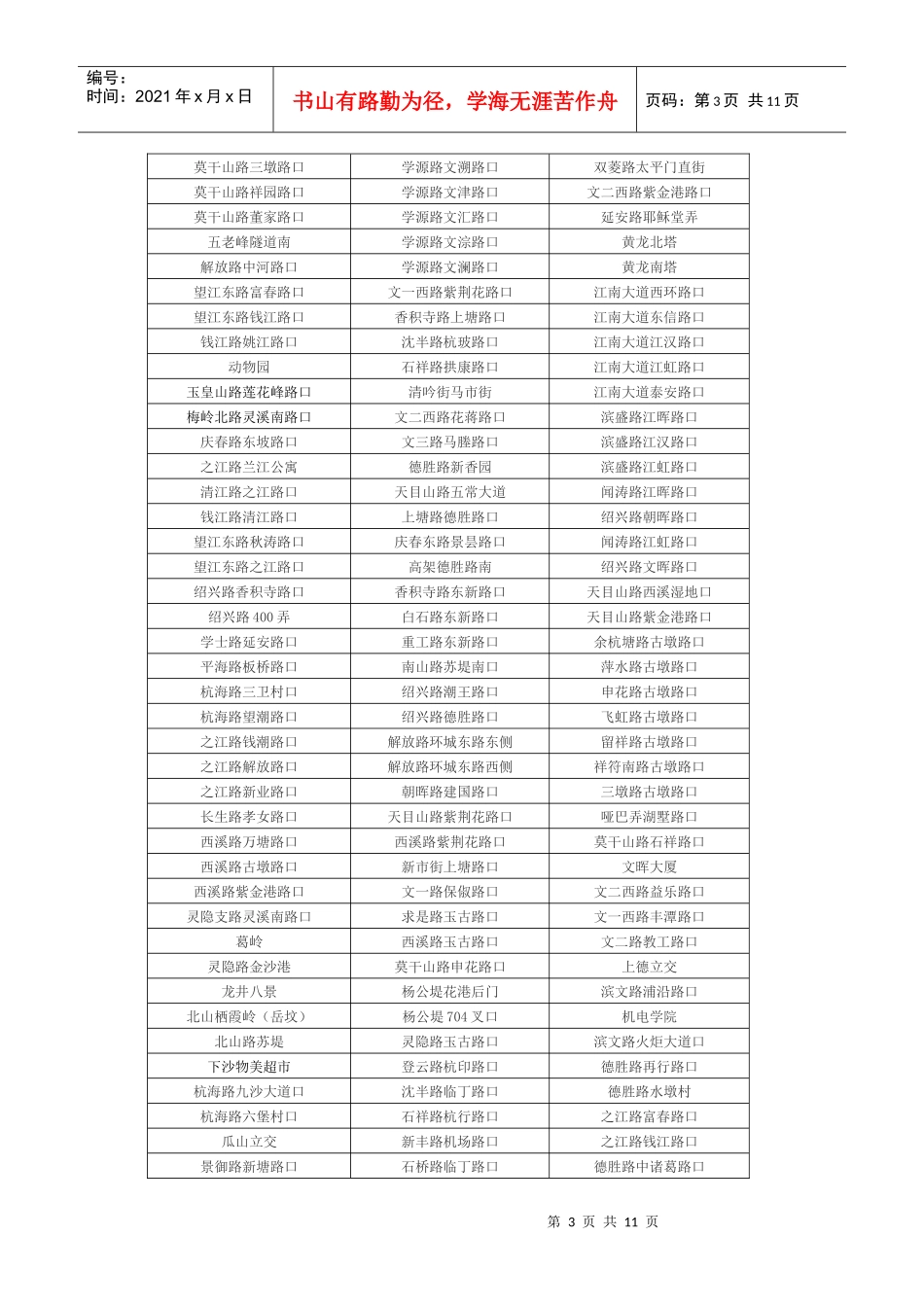 固定式交通技术监控设备设置地点公告_第3页