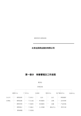 销售管理与销售政策