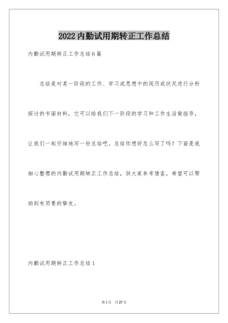 2024内勤试用期转正工作总结